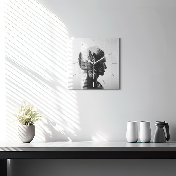 Wanduhr quadratisch mit motiv Menschliche Empfindsamkeit des Denkens