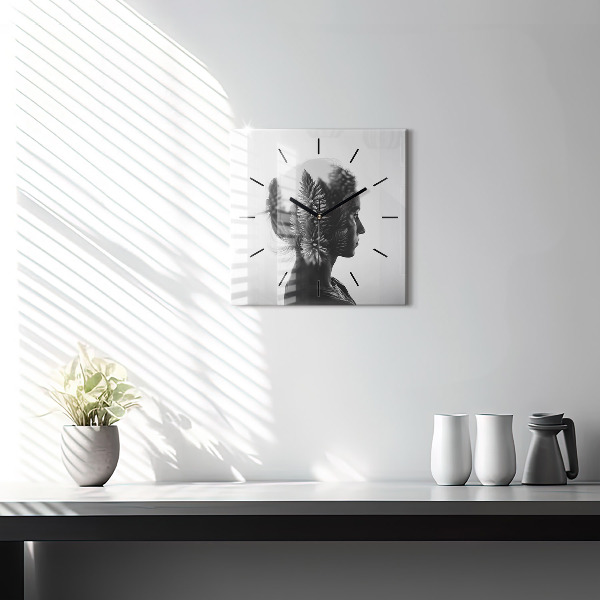 Wanduhr quadratisch mit motiv Menschliche Empfindsamkeit des Denkens