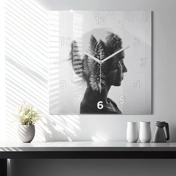 Wanduhr quadratisch mit motiv Menschliche Empfindsamkeit des Denkens