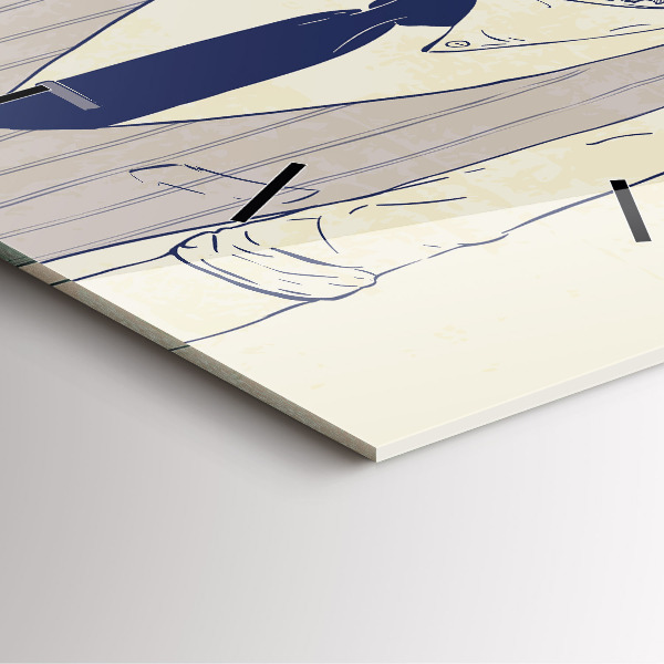 Wanduhr modern quadratisch Mann mit Bart