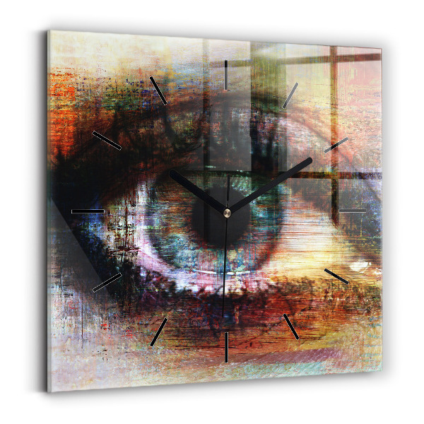 Wanduhr quadratisch mit motiv Straßenkunst Auge