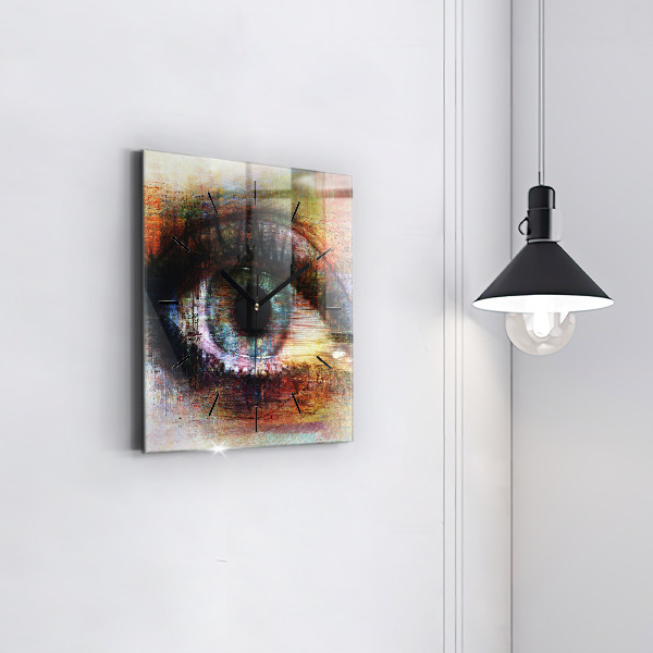 Wanduhr quadratisch mit motiv Straßenkunst Auge