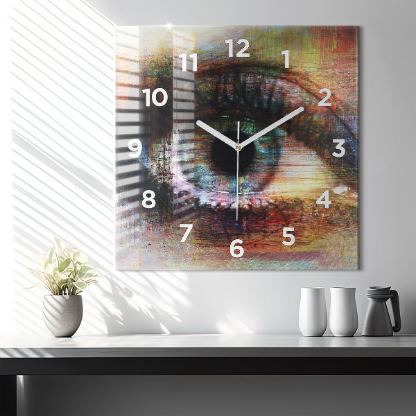 Wanduhr quadratisch mit motiv Straßenkunst Auge