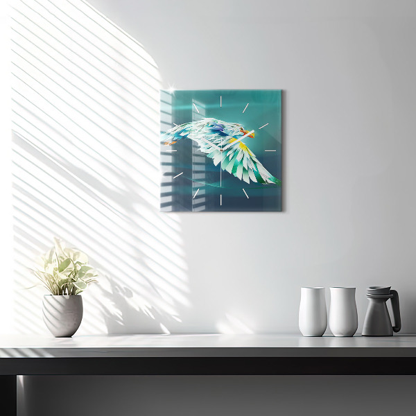 Wanduhr quadratisch Bild eines fliegenden Adlers