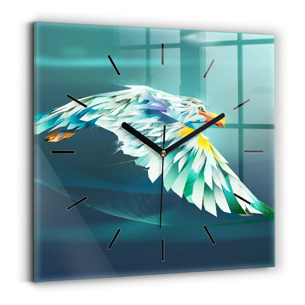 Wanduhr quadratisch Bild eines fliegenden Adlers