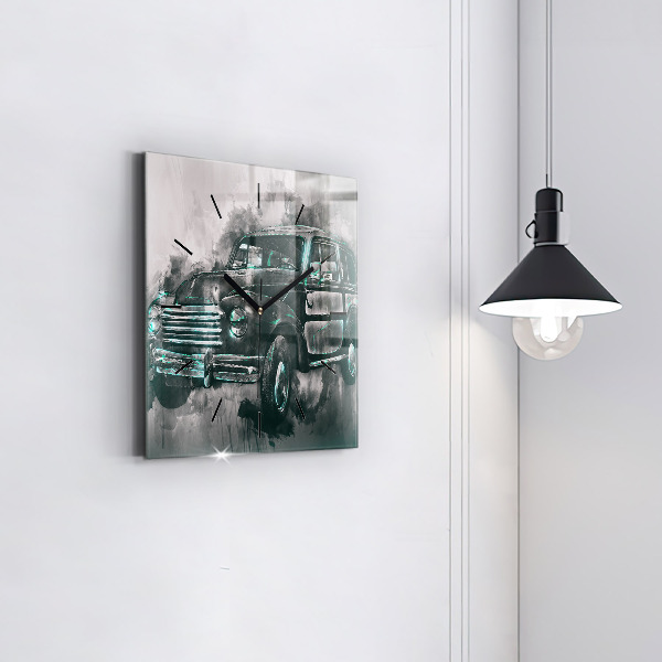 Wanduhr modern quadratisch Oldschool Auto