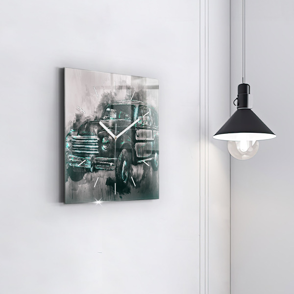 Wanduhr modern quadratisch Oldschool Auto