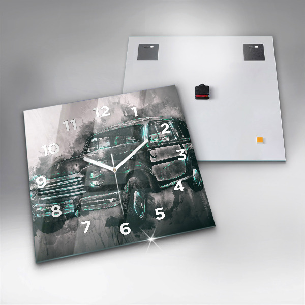 Wanduhr modern quadratisch Oldschool Auto