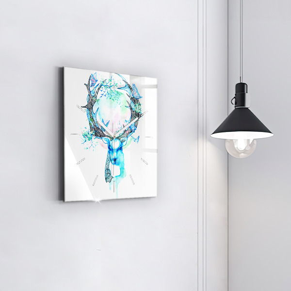 Wanduhr quadratisch mit motiv Illustration eines Rehs