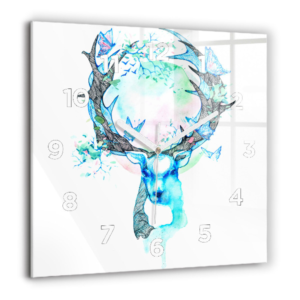 Wanduhr quadratisch mit motiv Illustration eines Rehs