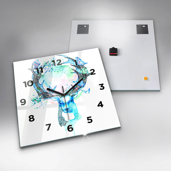 Wanduhr quadratisch mit motiv Illustration eines Rehs