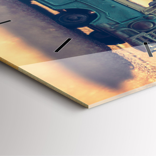 Wanduhr quadratisch Camper am Strand