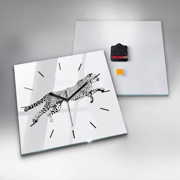 Wanduhr quadratisch mit motiv Silhouette eines Panthers