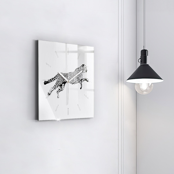 Wanduhr quadratisch mit motiv Silhouette eines Panthers