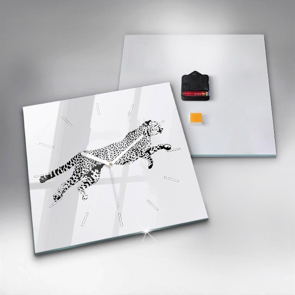 Wanduhr quadratisch mit motiv Silhouette eines Panthers