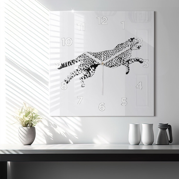 Wanduhr quadratisch mit motiv Silhouette eines Panthers