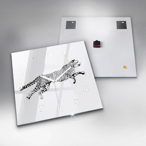Wanduhr quadratisch mit motiv Silhouette eines Panthers