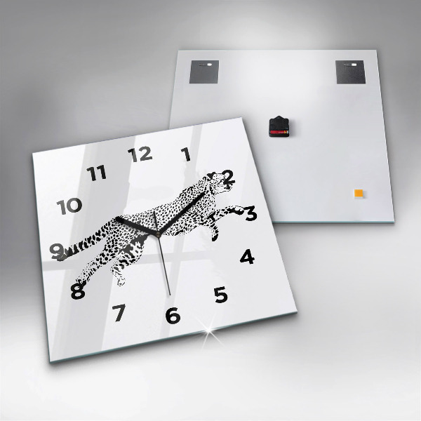 Wanduhr quadratisch mit motiv Silhouette eines Panthers