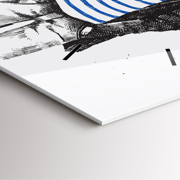 Wanduhr modern quadratisch Hund in einem menschlichen Körper