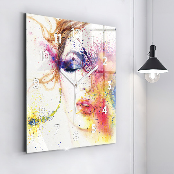 Wanduhr quadratisch mit motiv Porträt einer geheimnisvollen Frau