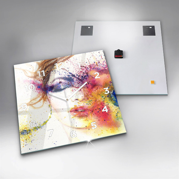 Wanduhr quadratisch mit motiv Porträt einer geheimnisvollen Frau