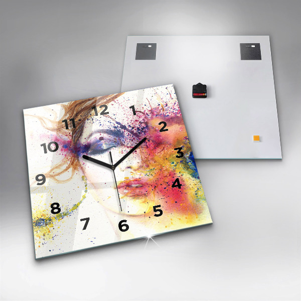 Wanduhr quadratisch mit motiv Porträt einer geheimnisvollen Frau