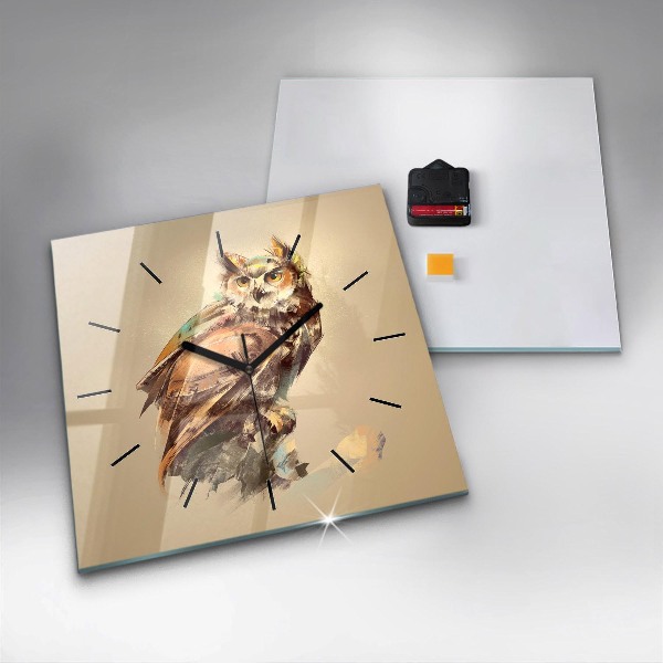 Wanduhr quadratisch Eule - ein Zeichen der Weisheit