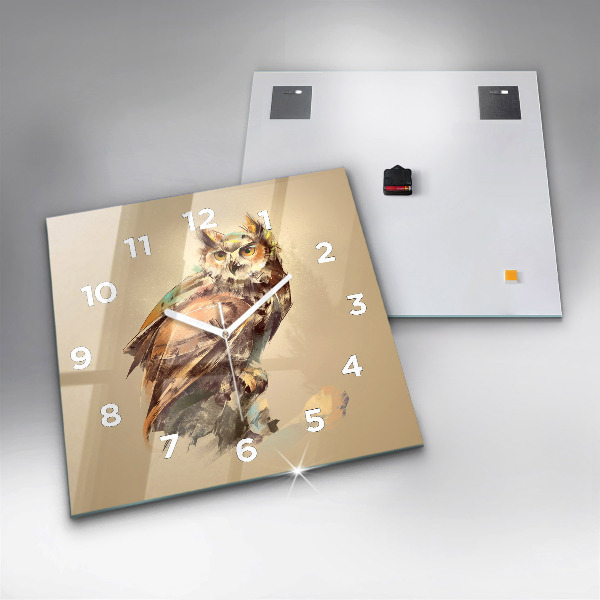 Wanduhr quadratisch Eule - ein Zeichen der Weisheit