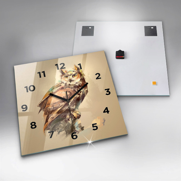 Wanduhr quadratisch Eule - ein Zeichen der Weisheit