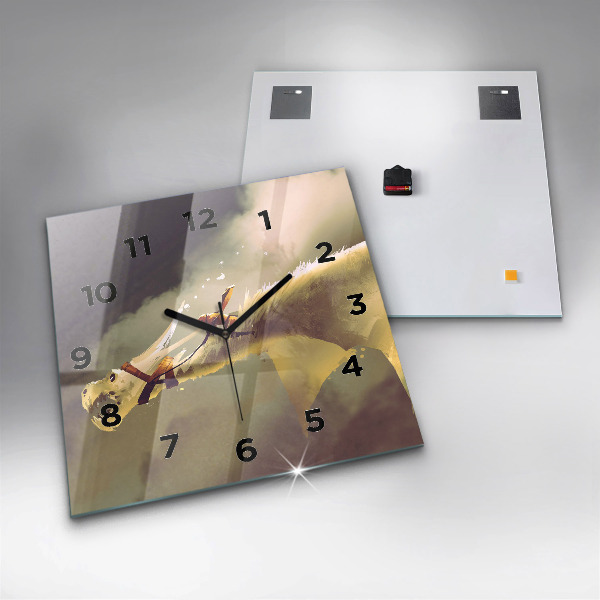 Wanduhr quadratisch Illustration eines Drachenreiters