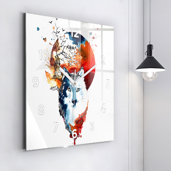 Wanduhr modern quadratisch Werwolf Vollmond und Luna