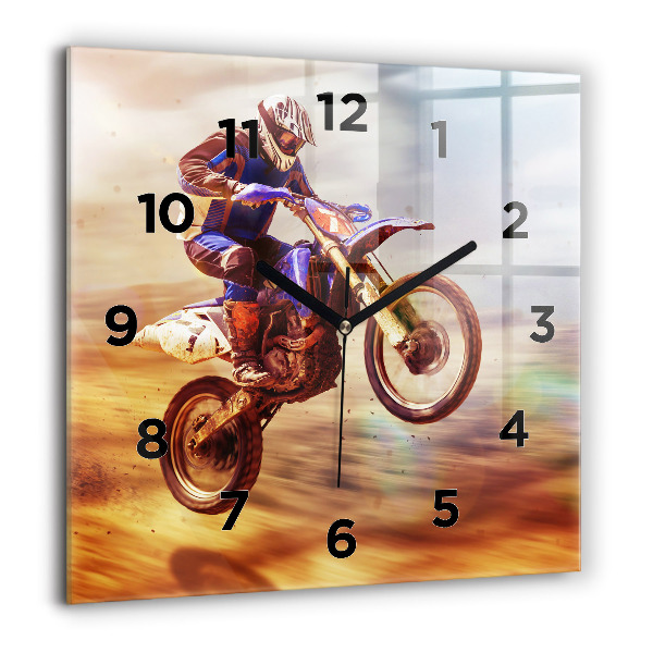 Wanduhr quadratisch Enduro-Motocross