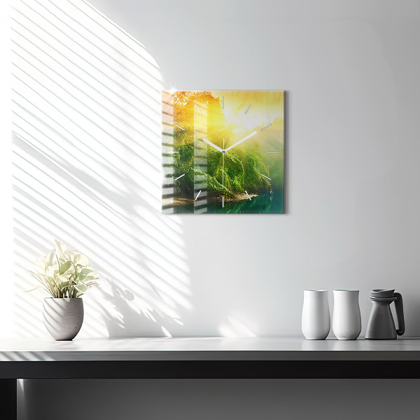 Wanduhr modern quadratisch Friedliche Natur