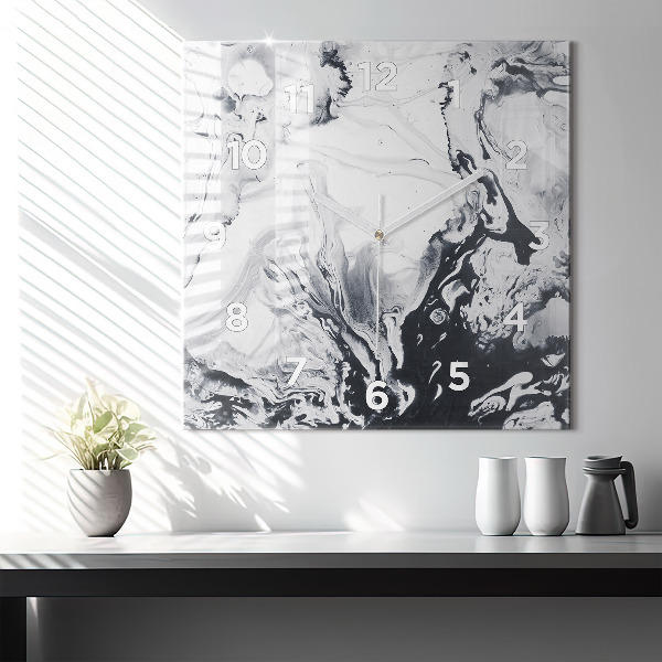 Wanduhr quadratisch mit motiv Abstrakte Tintenmurmel