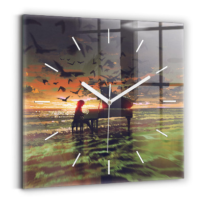 Wanduhr modern quadratisch Konzert am Strand