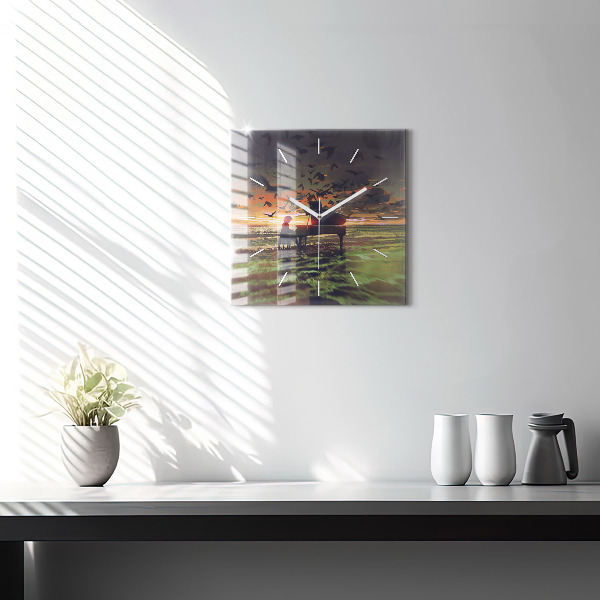 Wanduhr modern quadratisch Konzert am Strand