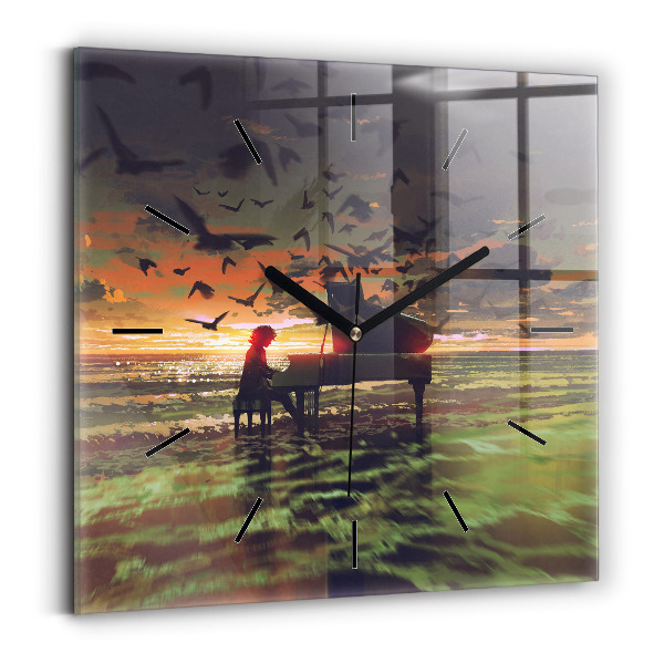 Wanduhr modern quadratisch Konzert am Strand