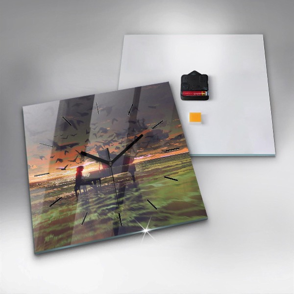 Wanduhr modern quadratisch Konzert am Strand