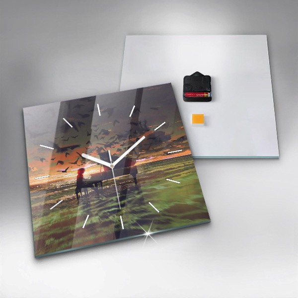 Wanduhr modern quadratisch Konzert am Strand