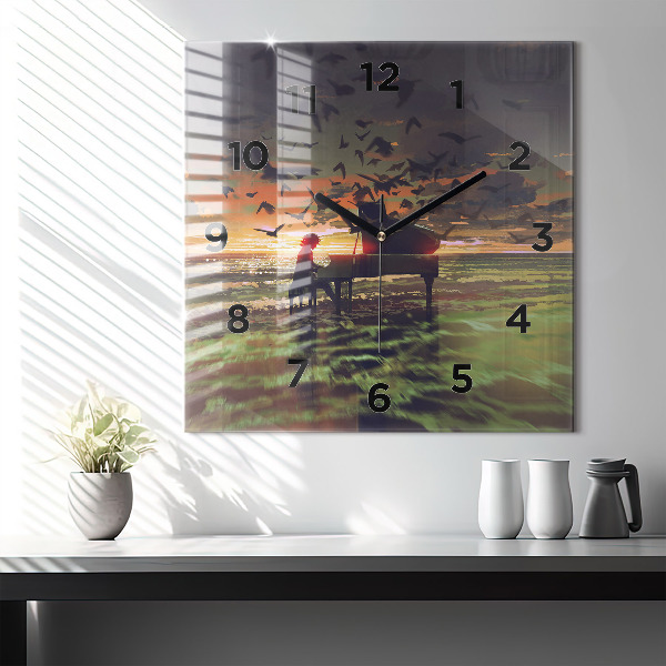 Wanduhr modern quadratisch Konzert am Strand