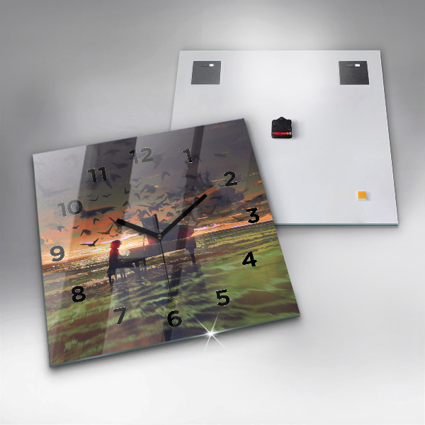 Wanduhr modern quadratisch Konzert am Strand