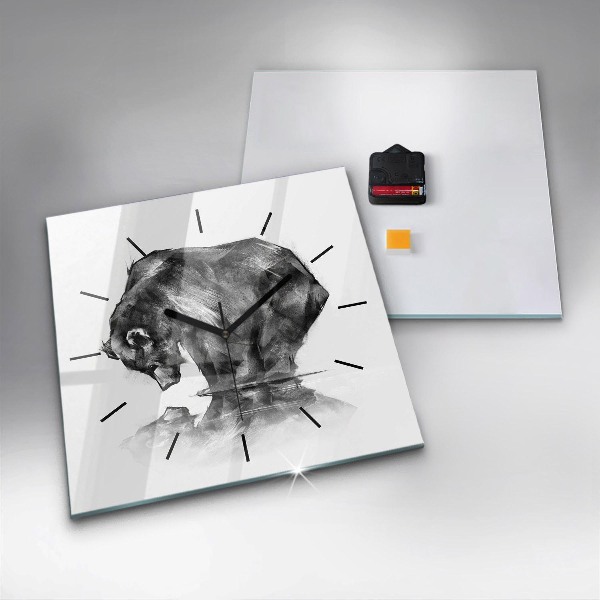 Wanduhr quadratisch mit motiv Zeichnung Bär