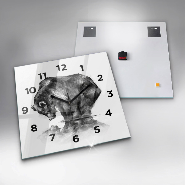 Wanduhr quadratisch mit motiv Zeichnung Bär