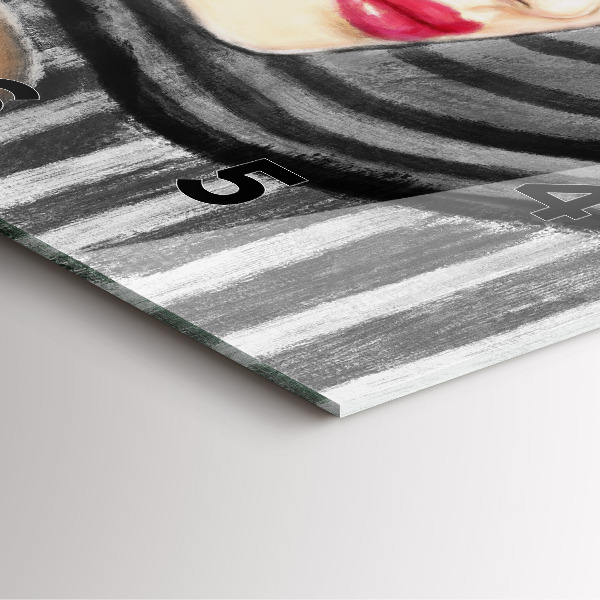 Wanduhr quadratisch mit motiv Frau in Schwarz und Weiß