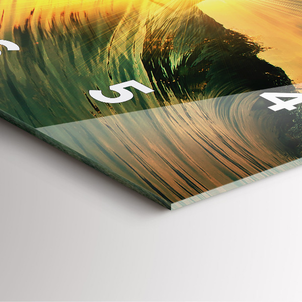 Wanduhr quadratisch Wellenperspektive Sonnenuntergang