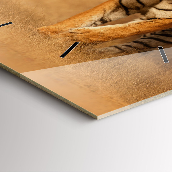 Wanduhr quadratisch mit motiv Tiger jagen