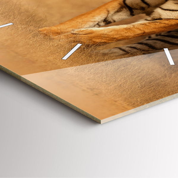 Wanduhr quadratisch mit motiv Tiger jagen