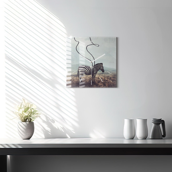 Wanduhr modern quadratisch Zebra - Abstraktion