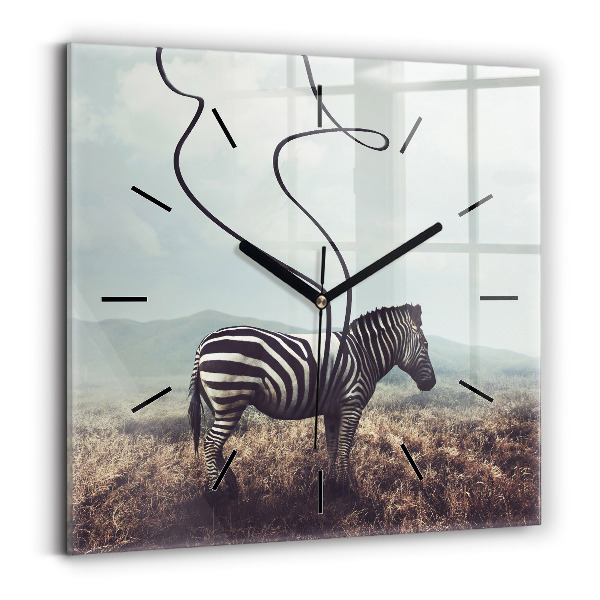 Wanduhr modern quadratisch Zebra - Abstraktion