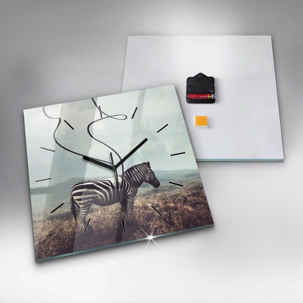 Wanduhr modern quadratisch Zebra - Abstraktion